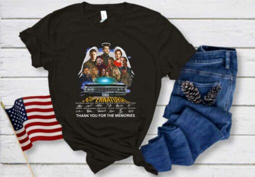 Premium Supernatural All Character Signatures Shirt, Supernatural Signatures Thank You For The Memories Shirt 1