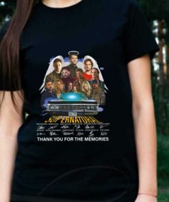 Premium Supernatural All Character Signatures Shirt, Supernatural Signatures Thank You For The Memories Shirt 5