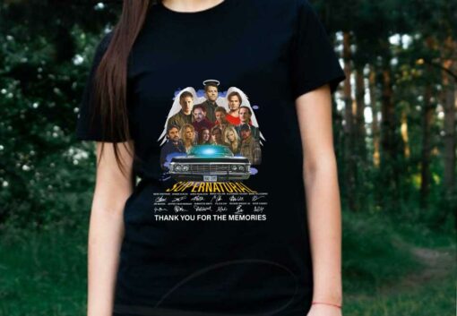 Premium Supernatural All Character Signatures Shirt, Supernatural Signatures Thank You For The Memories Shirt 2