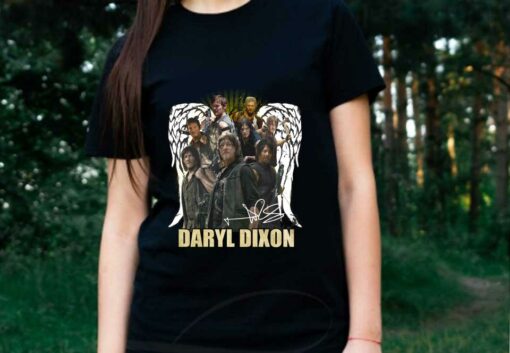 Premium Wings Daryl Dixon Signatures Shirt, Wings Daryl Dixon And Character Signature The Walking Dead Shirt 2