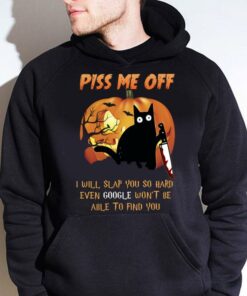 Official Pumpkin black cat knife piss me off i will slap you so hard even google Halloween shirt 7