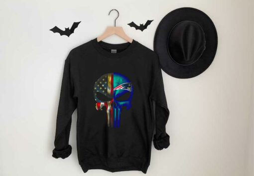 Punisher Skull Mix Shirt, Punisher Skull American Flag New England Patriots Shirt 3