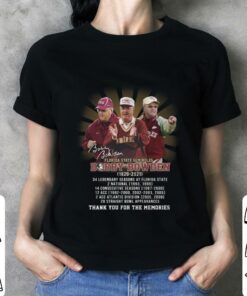 Official RIP Bobby Bowden Florida State Seminoles 1929-2021 Signature Thank You For The Memories Shirt 6