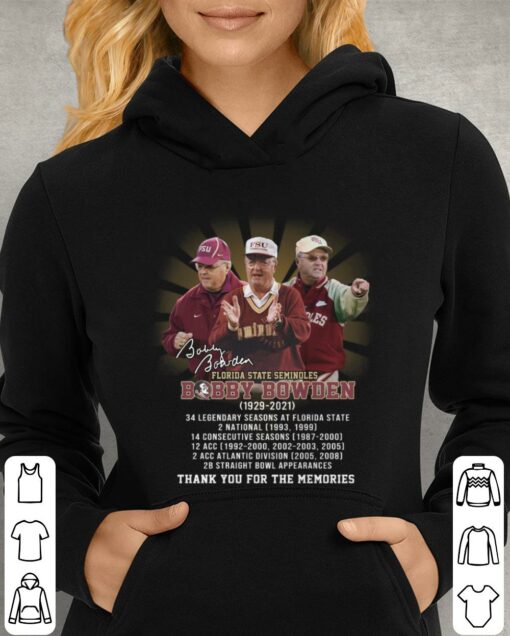 Official RIP Bobby Bowden Florida State Seminoles 1929-2021 Signature Thank You For The Memories Shirt 4