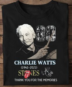 Original Rest In Peace 80 years Charlie Watts 1941-2021 The Rolling Stones Thank You For The Memories Shirt 5