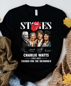Awesome Rest In Peace Charlie Watts 1941-2021 Stones Band Signatures Thanks For The Memories Shirt 5