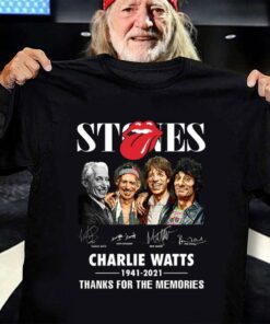 Awesome Rest In Peace Charlie Watts 1941-2021 Stones Band Signatures Thanks For The Memories Shirt 6