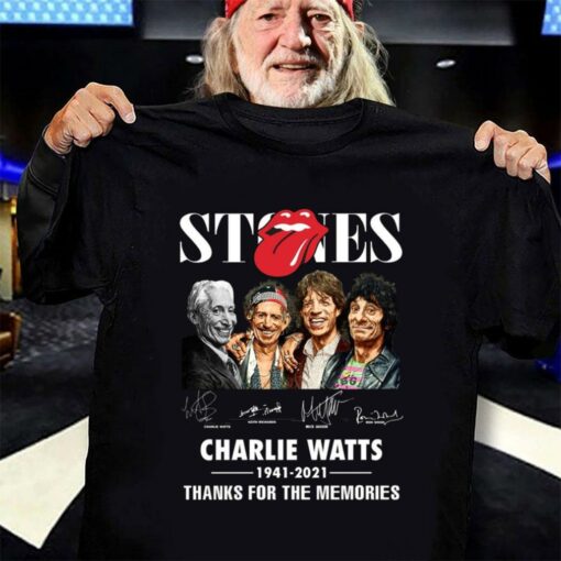 Awesome Rest In Peace Charlie Watts 1941-2021 Stones Band Signatures Thanks For The Memories Shirt 3