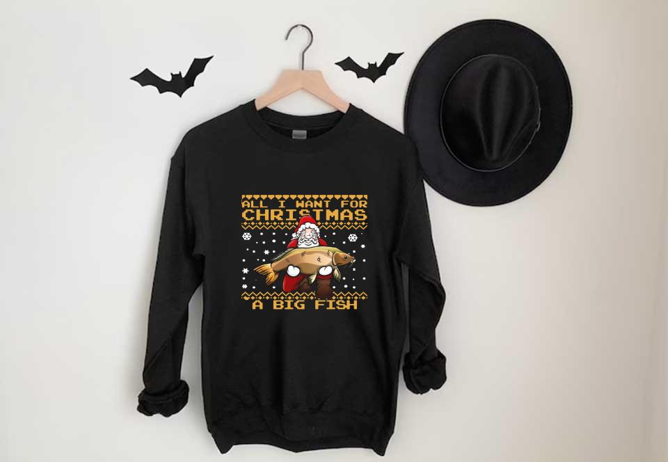 Santa Claus A Bigfish Chrismast Shirt, Fisherman All I Want For Christmas Is A Big Fish Sweater Santa Claus A Bigfish Chrismast Shirt, Fisherman All I Want For Christmas Is A Big Fish Sweater 3