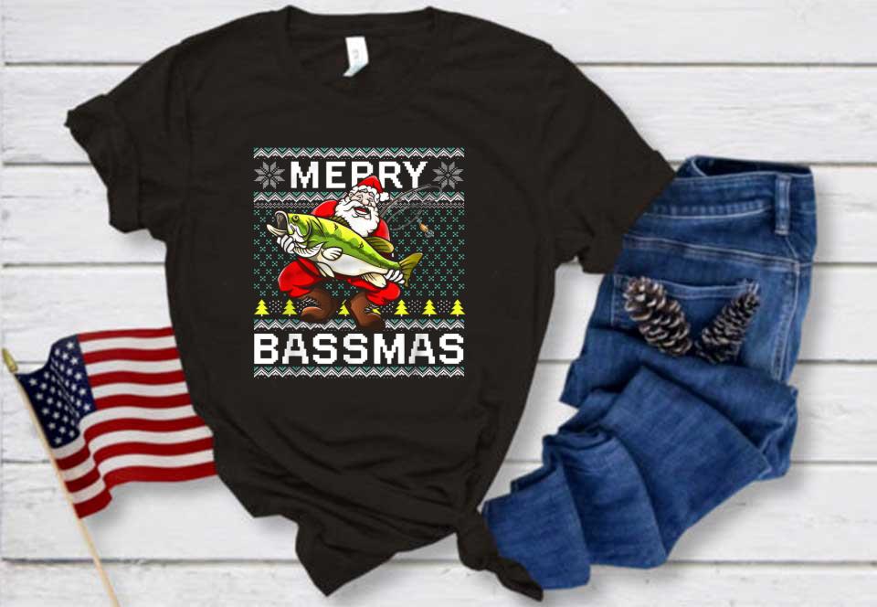 Santa Claus Merry Bassmas Christmas Shirt, Santa Claus Hug Fish Merry Bassmas Christmas Shirt Santa Claus Merry Bassmas Christmas Shirt, Santa Claus Hug Fish Merry Bassmas Christmas Shirt 1