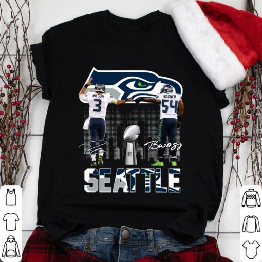 Hot Seattle Seahawks Russell Wilson Bobby Wagner Signatures Shirt 1