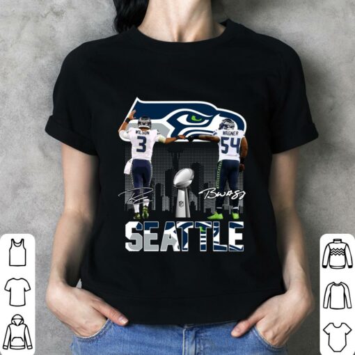 Hot Seattle Seahawks Russell Wilson Bobby Wagner Signatures Shirt 3