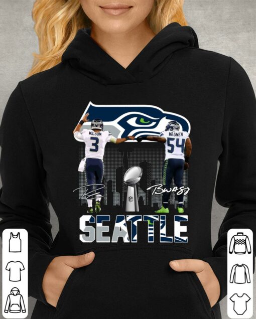 Hot Seattle Seahawks Russell Wilson Bobby Wagner Signatures Shirt 4