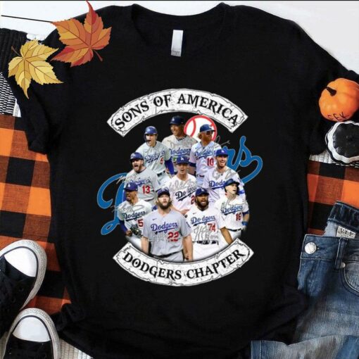 Hot Sons of America Dodgers Chapter Los Angeles Dodgers Signatures Shirt 1