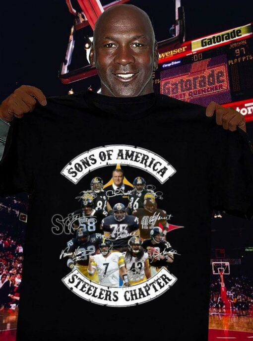 Hot Sons of America Steelers Chapter Pittsburgh Steelers Signatures Shirt 3