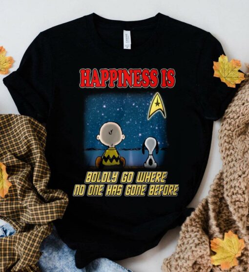 Awesome Star Trek Charlie Brown Snoopy Happiness Is Boldly Go Where No One Has Gone Before Shirt 2