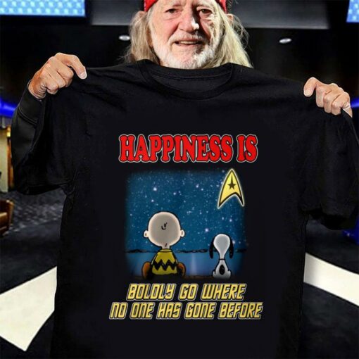 Awesome Star Trek Charlie Brown Snoopy Happiness Is Boldly Go Where No One Has Gone Before Shirt 3
