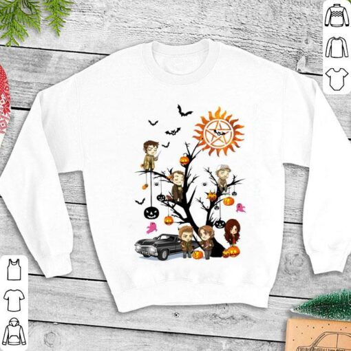 Premium Supernatural Characters Boo Ghost Pumpkin Halloween Tree Shirt 3