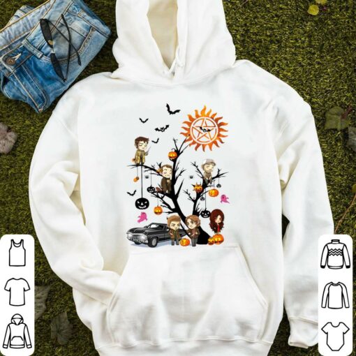 Premium Supernatural Characters Boo Ghost Pumpkin Halloween Tree Shirt 4