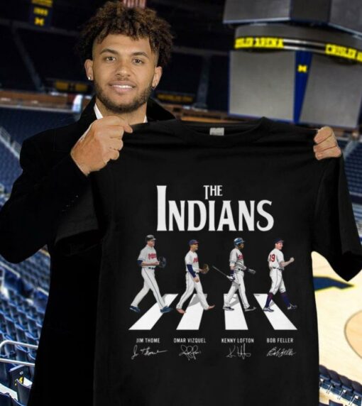 Official The Indians Abbey Road Cleveland Indians Signatures Shirt, Jim Thome, Omar Vizquel, Kenny Lofton, Bob Feller 1