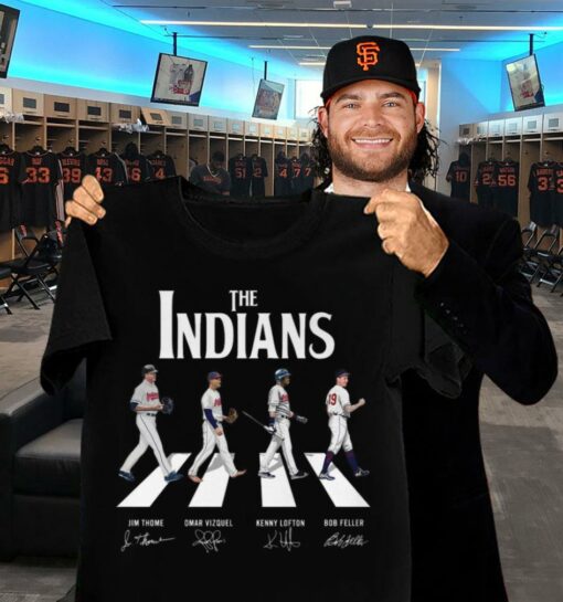 Official The Indians Abbey Road Cleveland Indians Signatures Shirt, Jim Thome, Omar Vizquel, Kenny Lofton, Bob Feller 2
