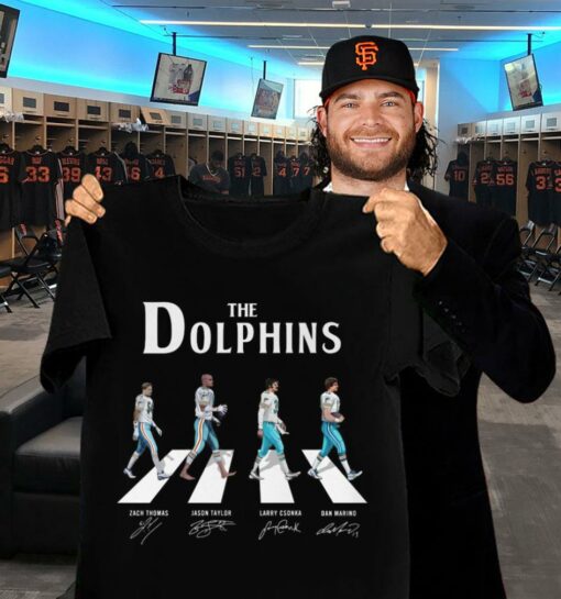 Official The Miami Dolphins Abbey Road Signatures Shirt, Zach Thomas, Jason Taylor, Larry Csonka, Dan Marino 2