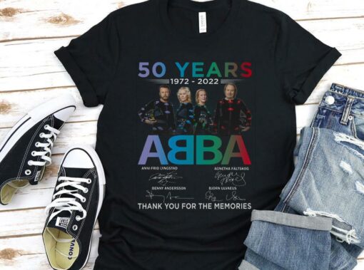 Vintage 50 Years 1972 2022 Abba Thank You For The Memories Shirt, Abba Pop Group Signature Shirt 1