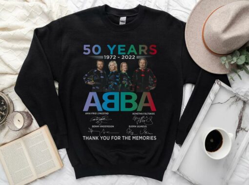 Vintage 50 Years 1972 2022 Abba Thank You For The Memories Shirt, Abba Pop Group Signature Shirt 3