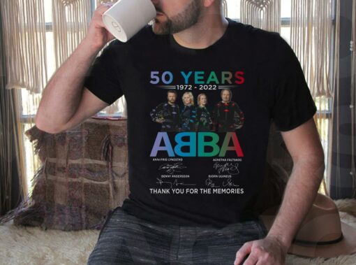 Vintage 50 Years 1972 2022 Abba Thank You For The Memories Shirt, Abba Pop Group Signature Shirt 4