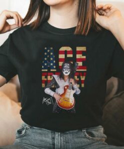 Vintage Ace Frehley Kiss Band American Flag Shirt 5