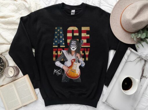 Vintage Ace Frehley Kiss Band American Flag Shirt 3