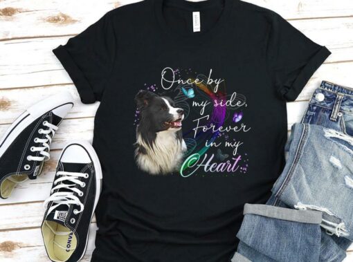 Vintage Border Collie Once by My side Forever In My Heart Shirt, Border Collie In My Heart Shirt 1