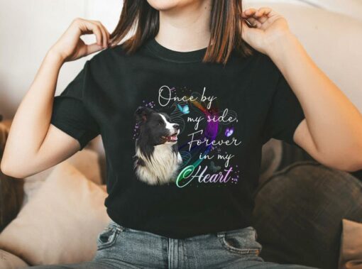 Vintage Border Collie Once by My side Forever In My Heart Shirt, Border Collie In My Heart Shirt 2