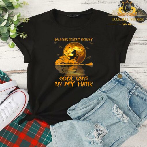 Womens Witch Riding Brooms On A Dark Desert Highways Halloween Cool T-Shirt 2