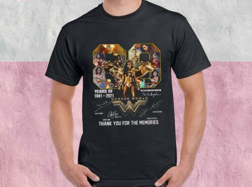 Wonder Woman 80 Years Of 1941-2021 Thank You For The Memories Signatures Shirt, Wonder Woman For Men Shirt 1