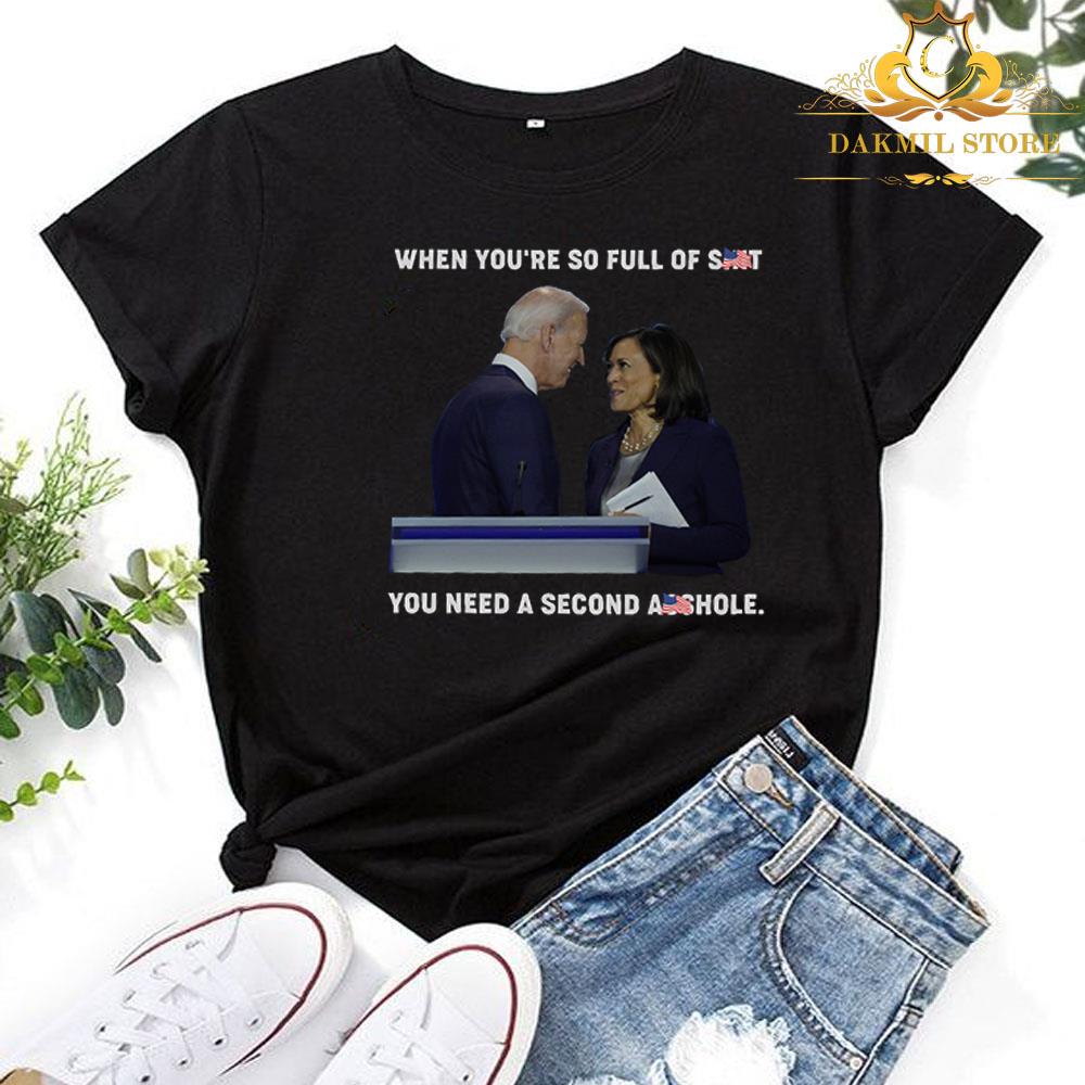 When You re So Full Of Shit You Need A Second Asshole Shirt,Joe Biden and Kamala Harris when you're so full of shit you need a second asshole American flag shirt 4 Doctorherotee News