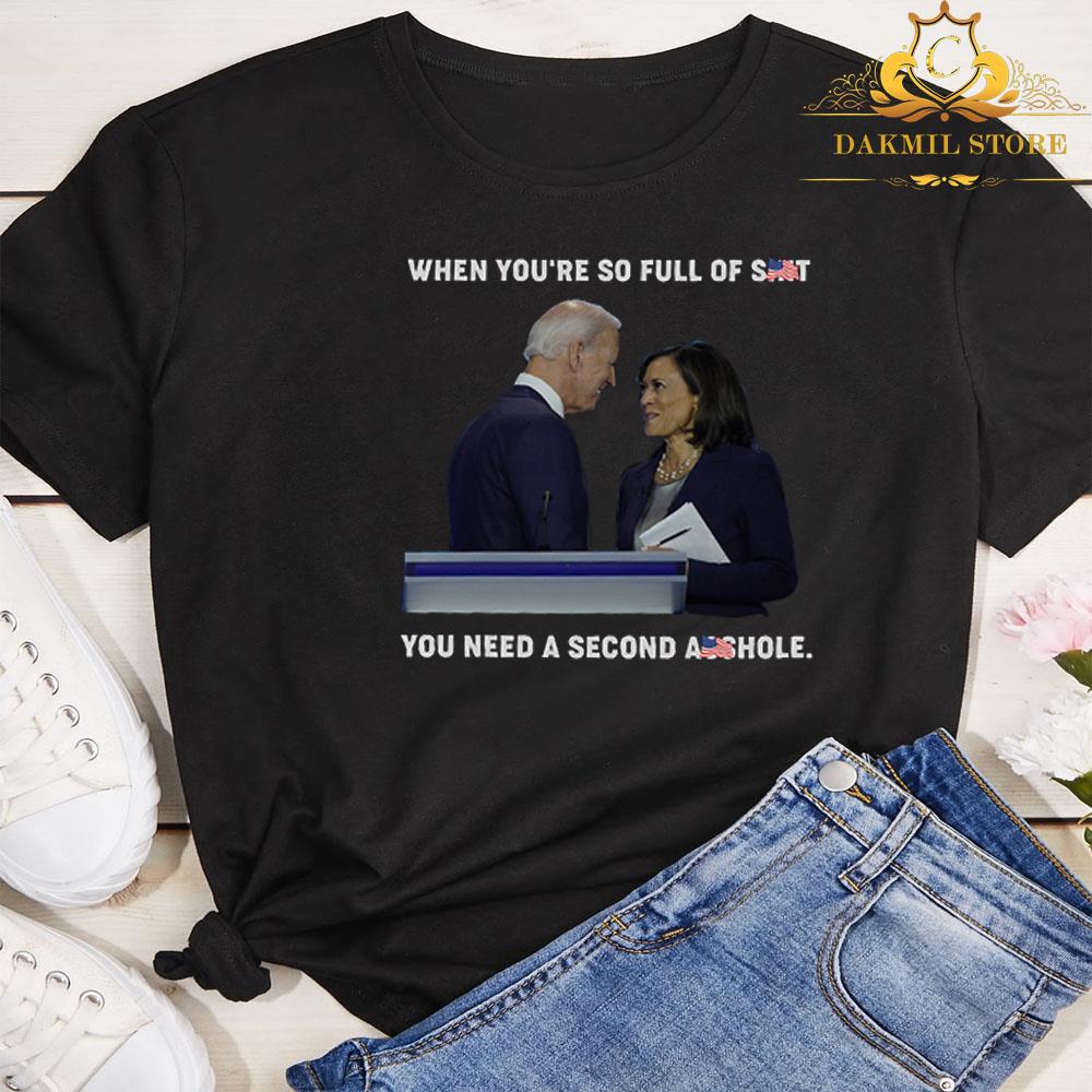 When You re So Full Of Shit You Need A Second Asshole Shirt,Joe Biden and Kamala Harris when you're so full of shit you need a second asshole American flag shirt 3 Doctorherotee News