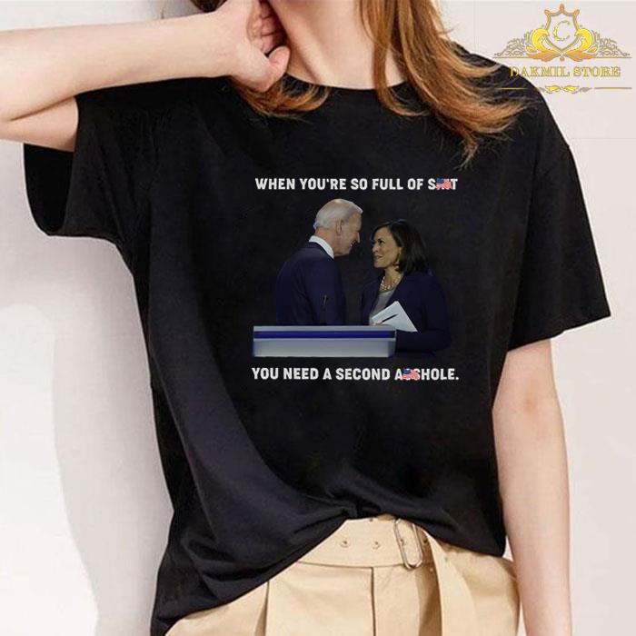 When You re So Full Of Shit You Need A Second Asshole Shirt,Joe Biden and Kamala Harris when you're so full of shit you need a second asshole American flag shirt 2 Doctorherotee News